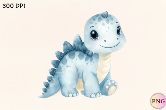 Cute Watercolor Dinosaur PNG Clipart