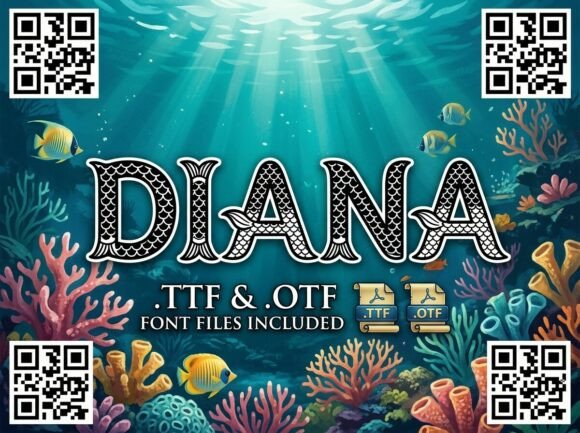 Diana: The Mythical Font for Aquatic Branding and Fantasy Design