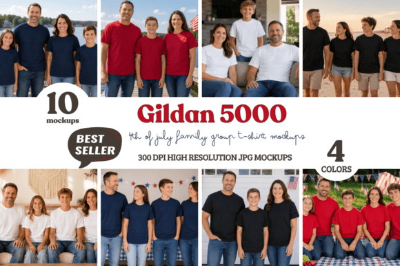 Gildan 5000 4th of July Family Mockups: Elevating Your Design Presentation