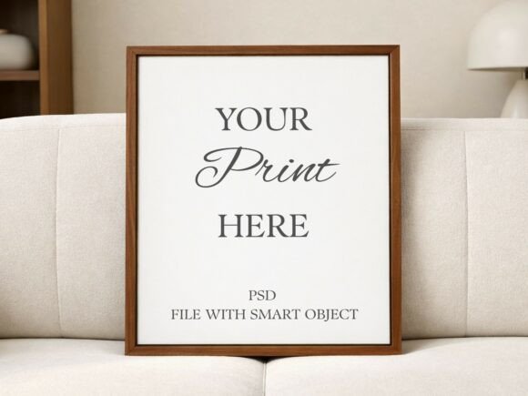 Sofa Front Vertical Wood Frame Mockup